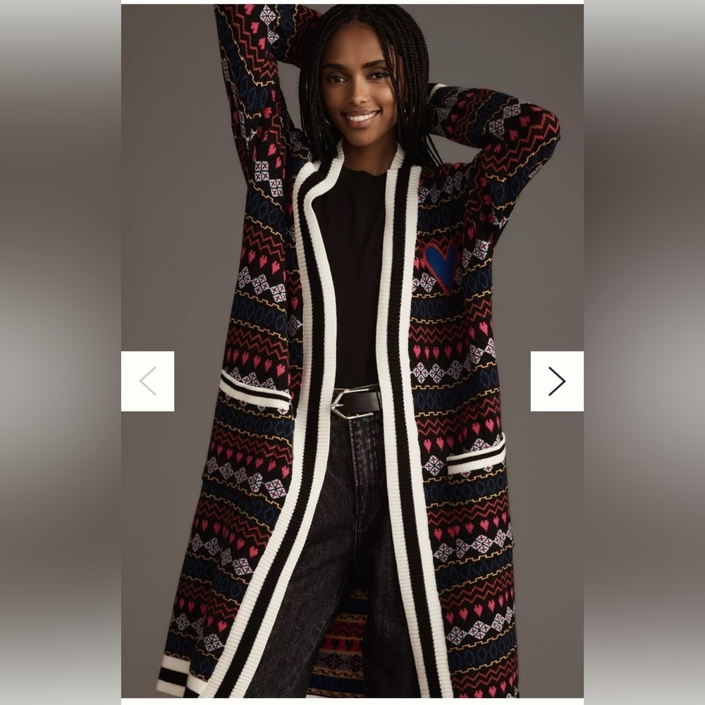 New NWT By Anthropologie Printed Duster Cardigan Sweater